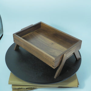 Black Walnut Countertop Cosmetic Organizer, Large-Capacity Solid Wood V-Leg Design, Storage for Bottles & Jars