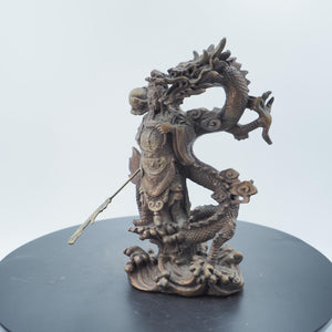 Copper Guan Yu Statue: Feng Shui Wealth God Caishen, Dragon Figurine