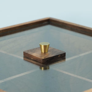 Handcrafted Black Walnut Organizer Box with Glass Lid & Brass Handle