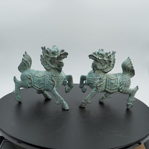 Bronze-Qilin-Statuen im Antik-Stil: Feng Shui Wohlstands-Wächter