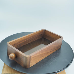 Walnut Glass Tray, Handmade Wooden Display Box, Elegant Tabletop Organizer