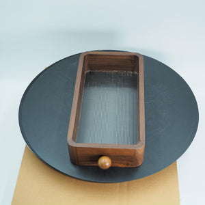 Handmade Black Walnut Display Box with Textured Glass Lid