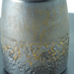 Handmade Gilded Ceramic Storage Jar: Rustic Pottery Canister with Lid