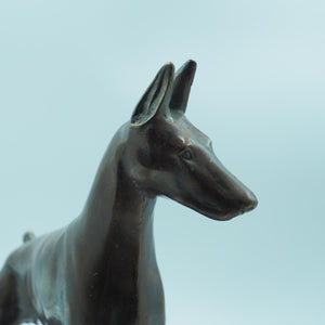 Solid Copper Doberman Figurine, Protective Dog Sculpture