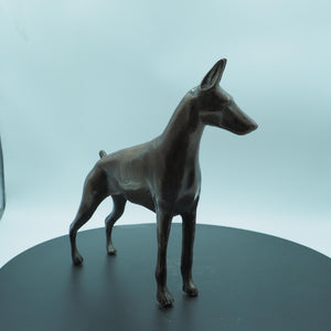 Solid Copper Doberman Figurine, Protective Dog Sculpture