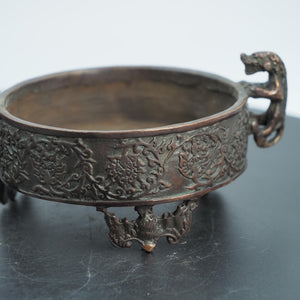 Antique Copper Dragon & Phoenix Incense Burner Box