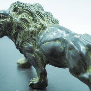 Bronze-Tone Solid Copper Male Lion Ornament, Muscular Roaring Lion Sculpture, Fierce and Majestic Decoration