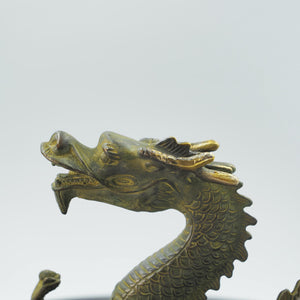 Bronze Dragon Grasping Pearl Statue: Antique Style Feng Shui Ornament