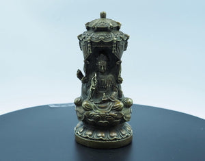 Pure Copper Three-Faced Buddha Statue - Guanyin, Amitabha