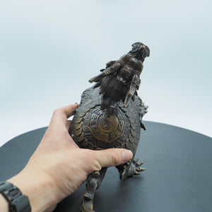 Brass Bagua Dragon Turtle Figurine: Antique Feng Shui Decor