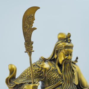 Pure Copper Guan Gong Statue: Martial God Guan Yu Holding Treasure Bowl