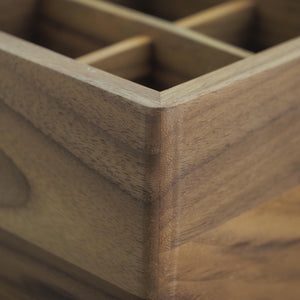 Handcrafted Black Walnut Cutlery Holder, 4-Compartment Utensil Organizer
