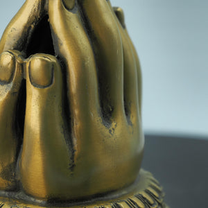 Pure Copper Daruma Incense Burner, Buddha  Hand Feng Shui Decoration