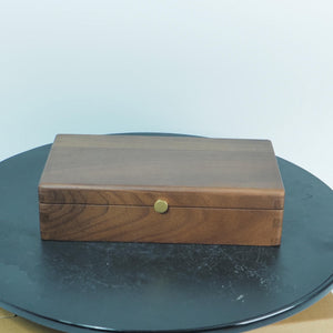 Premium 6-Compartment Black Walnut Desktop Organizer, Adjustable Divider Storage Box