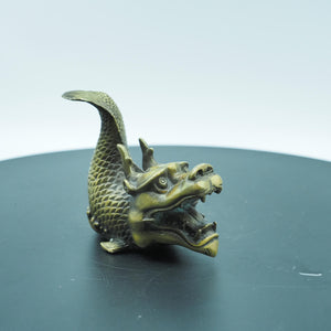 Copper Chiwen Ornament: Dragon Fish Roof Ridge Beast, Antique Decor
