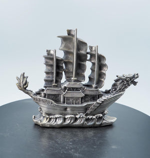 Copper Dragon-Head Ship: Feng Shui Sailing Boat Ornament