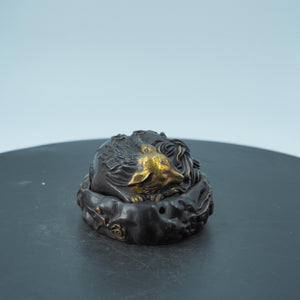 Antique Brass Nine-Tailed Fox Incense Burner Box: Copper Storage