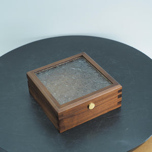 Handcrafted Black Walnut Keepsake Box, Patterned Glass Lid