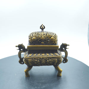 Antique Style Dragon Incense Burner: Pearl Ornament with Storage