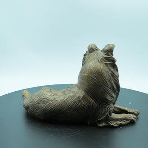 Copper Scottish Collie Dog Figurine: Detailed Hair Texture Sculpture