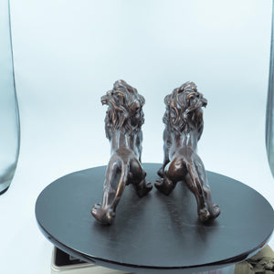 Pair of Majestic Pure Copper Lion Statues, Bank Entrance Guardians