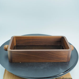 Walnut Glass Tray, Handmade Wooden Display Box, Elegant Tabletop Organizer