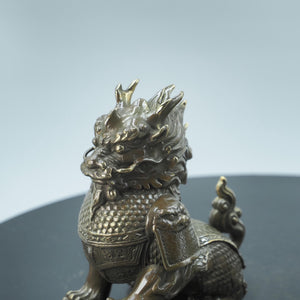 Pair of Pure Copper Kylin Ornaments, Auspicious Wealth and Home Protection Mythical Beasts