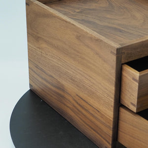 Handcrafted Black Walnut Two-Drawer Box: Minimalist Brass Knob Organizer