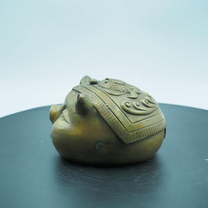 Pure Copper Pig Figurine: Good Fortune Coin Bank Ornament