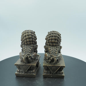 Antique-Style Copper Zen Lion Statues: Home Protection Feng Shui Decor