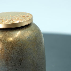 Handmade Metallic Glaze Ceramic Jar with Lid: Tea Spice Storage