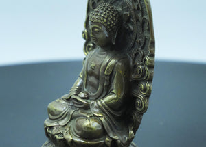 Antique Brass Buddha Statue: Home Decor Ornament (6.5x6x11 cm)