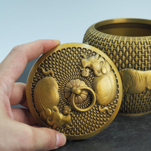 Copper Small Item Storage Jar, Five Bulls Tea Caddy Decorative Jar, Tennis Ball Shape