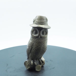 Pure Copper Owl Figurine, Detective Owl with Envelope and Newspaper, Intricate Handcrafted Ornament