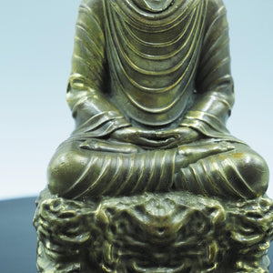 Vintage Style Pure Brass Amitabha Buddha Statue, Antique Finish Shakyamuni