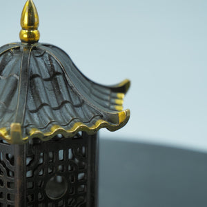 Antique Pure Copper Hexagonal Pavilion Incense Burner, Three-Layer Hollow Carving, Chinese-Style Indoor Pavilion Decoration
