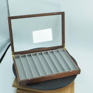 Women  Black Walnut Watch Box, Bracelet & Necklace Organizer, Rectangular Glass Display Design