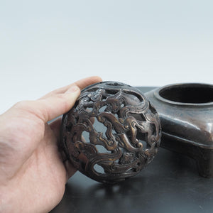Antique Copper Lion Incense Burner Box: Aromatherapy & Jewelry Storage