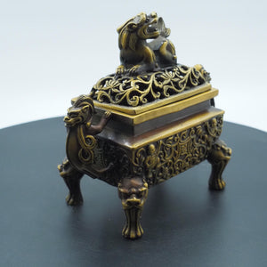 Copper Double Dragon Incense Burner: Aromatherapy Storage Container