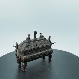 復古藏銅龍收納盒：吉祥香爐