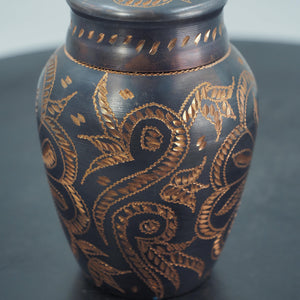 Handcrafted Copper Storage Jar with Elegant Floral Pattern, Unique Home Decor & Functional Storage