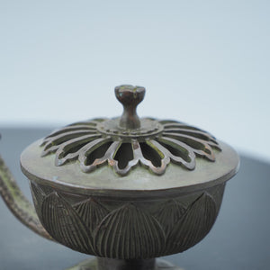 Hammered Copper Lotus Incense Burner: Antique Style Seedpod Design