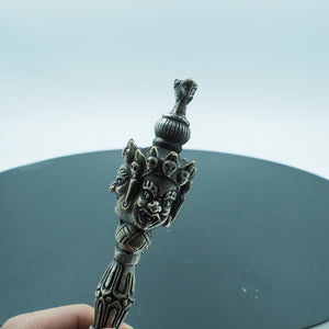 Vintage Tibetan Handmade Pure Copper Three Sided Vajra Pestle, Tantra Tantric Vajra Piece