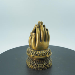 Pure Copper Daruma Incense Burner, Buddha  Hand Feng Shui Decoration
