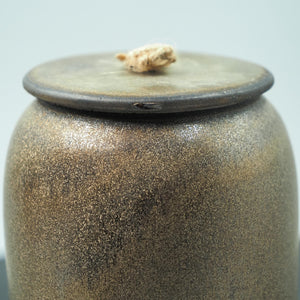 Handmade Ceramic Jar with Lid: Gilded Brown Pottery Storage