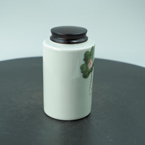 White Porcelain Lotus Jar, Hand-Painted Storage Canister, Airtight, Moisture-Proof