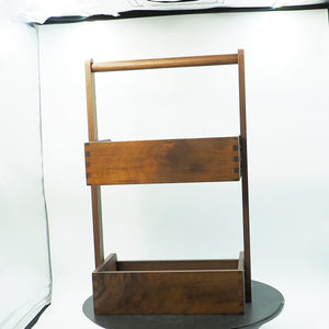 Two-Tier Walnut Wood Storage Rack, Handmade Black Walnut Organizer, Elegant Tabletop Display Shelf