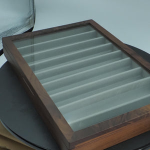 Women  Black Walnut Watch Box, Bracelet & Necklace Organizer, Rectangular Glass Display Design