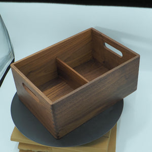 Black Walnut Storage Basket, Household Divider Organizer Box, Handled Cosmetic & Misc Storage