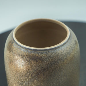 Handmade Ceramic Jar with Lid: Gilded Brown Pottery Storage